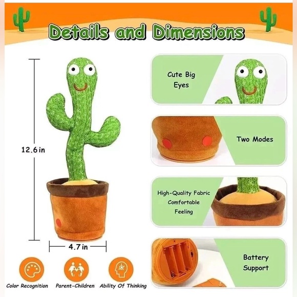 Other - Interactive Singing & Dancing Cactus Plush Toy Imitates your Voice - Green